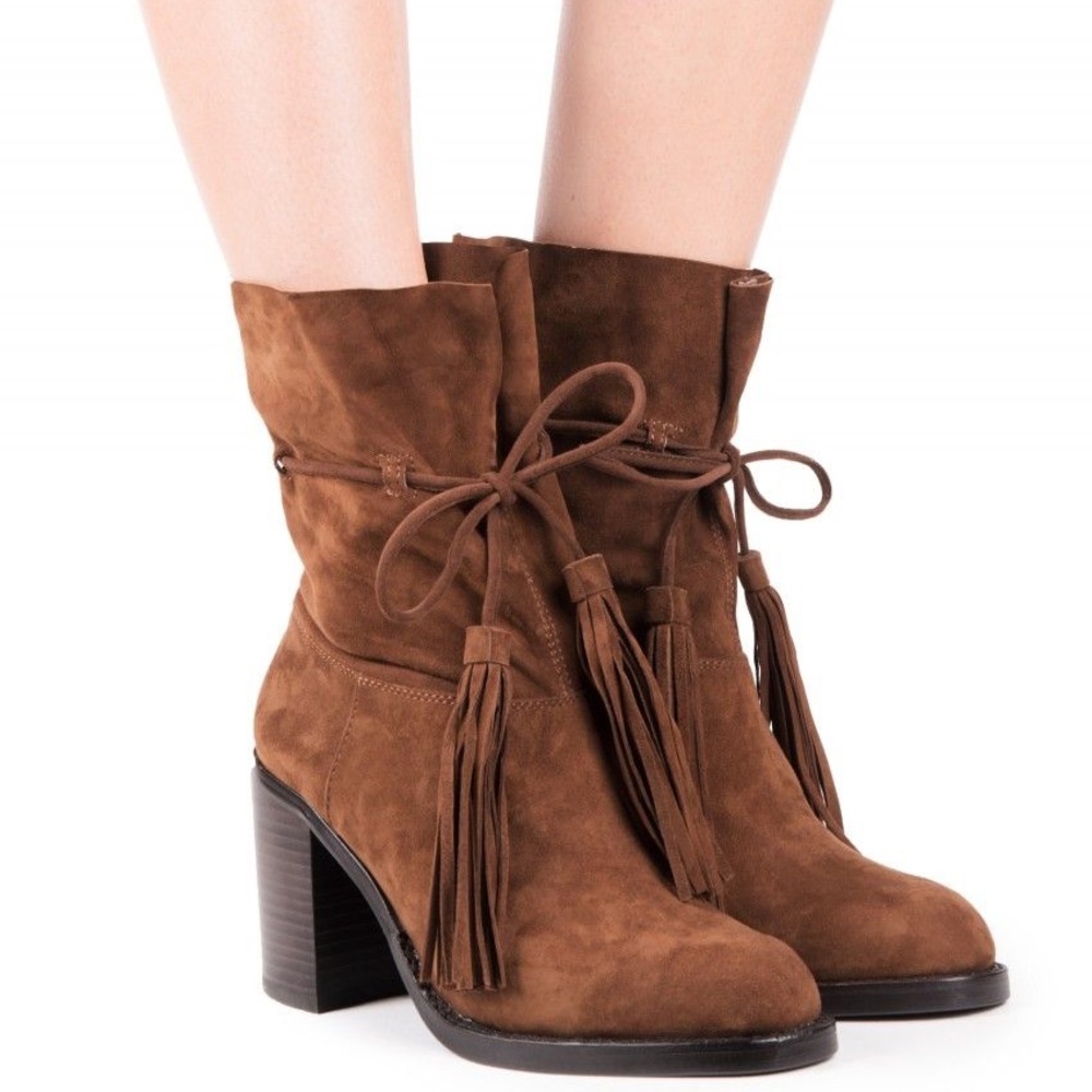 Jeffrey Campbell suede tassel booties